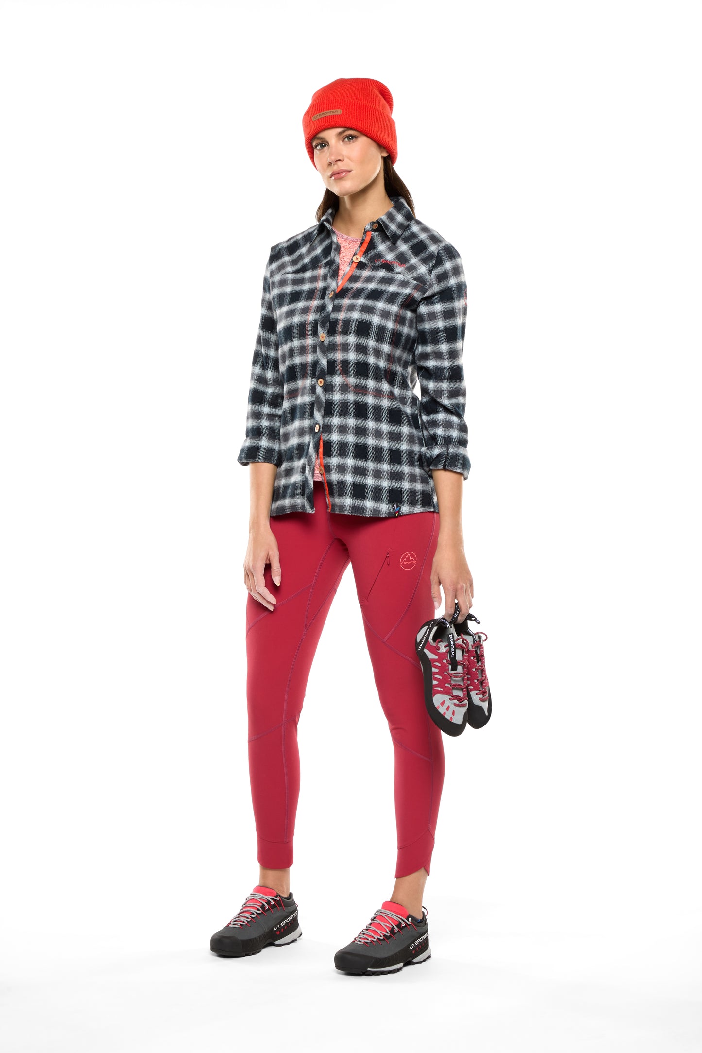 Rambler Flannel Shirt Woman Black/Cherry Tomato
