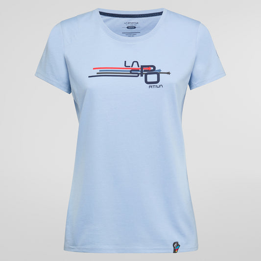 Stripe Cube T-Shirt Woman Stone-Blue